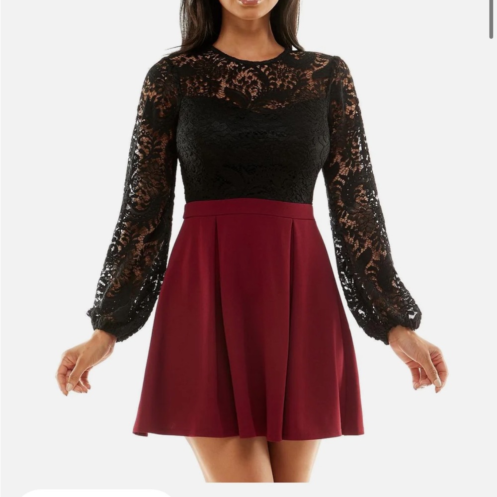 NWT B. Darlin twofer dress black lace red skirt holiday dress
